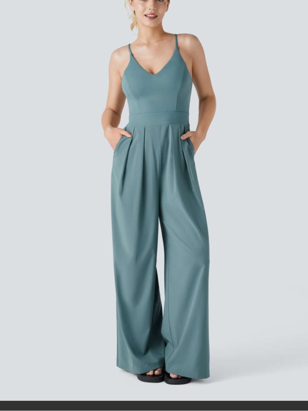 Halara Breezeful™ Backless Side Zipper Pocket Wide Leg Quick Dry Jumpsuit